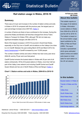 Rail Station Usage in Wales, 2018-19