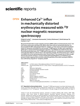 Enhanced Ca2+ Influx in Mechanically Distorted Erythrocytes Measured with 19F Nuclear Magnetic Resonance Spectroscopy