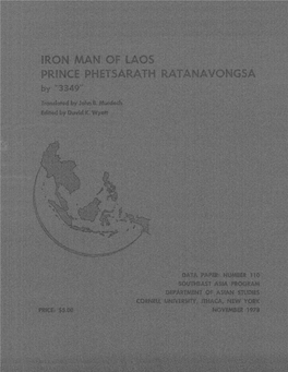 Iron Man of Laos Prince Phetsarath Ratanavongsa the Cornell University Southeast Asia Program