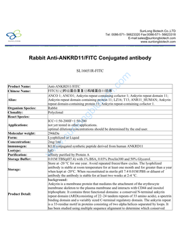 Rabbit Anti-ANKRD11/FITC Conjugated Antibody-SL16651R