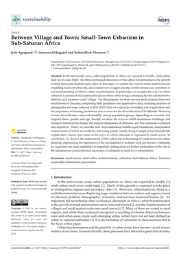 Small-Town Urbanism in Sub-Saharan Africa