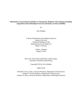 Distribution of Encrusting Foraminifera at Mayaguana, Bahamas: Determining Assemblage Composition and Relationship of Test Size and Density to Food Availability