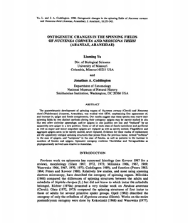 Ontogenetic Changes in the Spinning Fields of Nuctenea Cornuta and Neoscona Iheish Araneae, Araneidae)