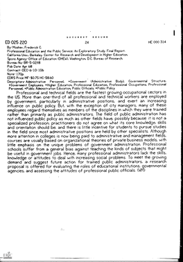 By Government, Particularly in Administrative Positions, and Exert an Increasing Demand and Suggest Future Action for Trained Pu