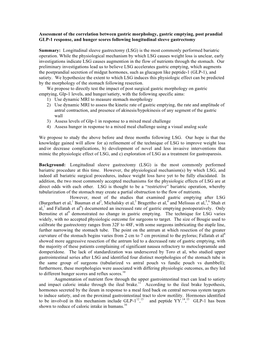 Assessment of the Correlation Between Gastric Morphology, Gastric Emptying, Post Prandial GLP-1 Response, and Hunger Scores Following Longitudinal Sleeve Gastrectomy