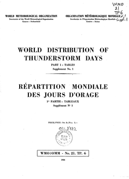 WORLD DISTRIBUTION of THUNDERSTORM DAYS PART I: TABLES Supplement No