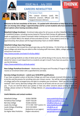 CAREERS NEWSLETTER the Careers Team Mrs Lawson (Careers Lead), Mrs Roberton (Careers Officer) and Mrs Sergeant (Careers Adviser)