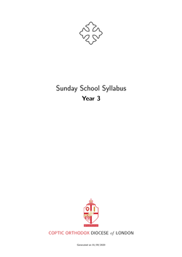 Sunday School Syllabus Year 3