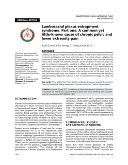 Lumbosacral Plexus Entrapment Syndrome. Part One: a Common Yet Little-Known Cause of Chronic Pelvic and Lower Extremity Pain
