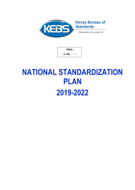 National Standardization Plan 2019-2022