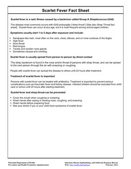 Scarlet Fever Fact Sheet