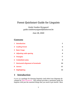 Forest Quickstart Guide for Linguists