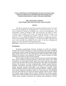 Upaya Peningkatan Pemahaman Wawasan Nusantara Sebagai Sarana Dalam Meningkatkan Semangat Nasionalisme Bagi Warga Negara Indonesia