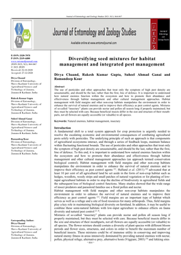 Diversifying Seed Mixtures for Habitat Management and Integrated Pest