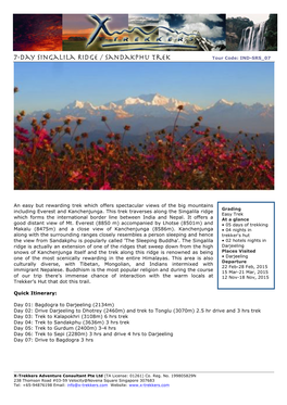 7-Day Singalila Ridge / Sandakphu Trek Tour Code: IND-SRS 07