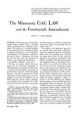 The Minnesota Gag Law and the Fourteenth Amendment