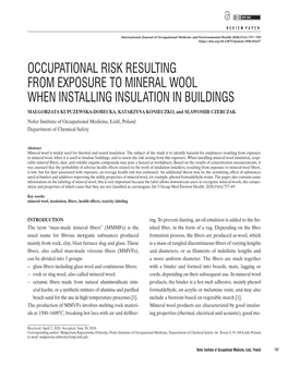 Occupational Risk Resulting from Exposure to Mineral Wool When
