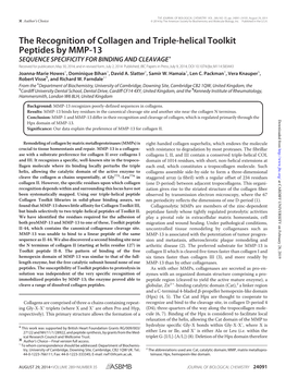 The Recognition of Collagen and Triple-Helical Toolkit Peptides By