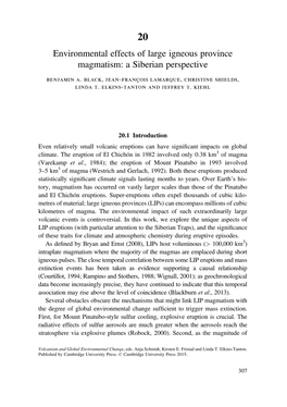 Environmental Effects of Large Igneous Province Magmatism: a Siberian Perspective Benjamin A