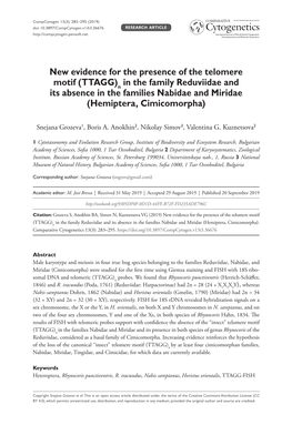 New Evidence for the Presence of the Telomere Motif (TTAGG)N in the Family Reduviidae and Its Absence in the Families Nabidae