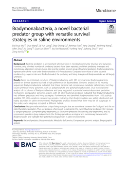 Bradymonabacteria, a Novel Bacterial Predator Group with Versatile