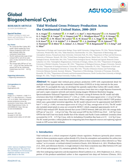 Tidal Wetland Gross Primary Production Across the Continental