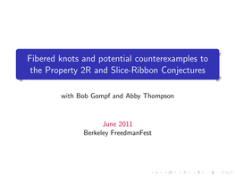Fibered Knots and Potential Counterexamples to the Property 2R and Slice-Ribbon Conjectures