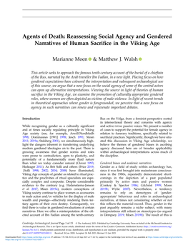 Agents of Death: Reassessing Social Agency and Gendered Narratives of Human Sacriﬁce in the Viking Age