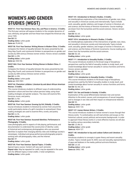 Women's and Gender Studies (Wgst) 1