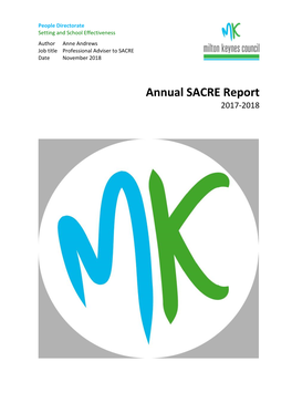 Annual SACRE Report 2017-2018