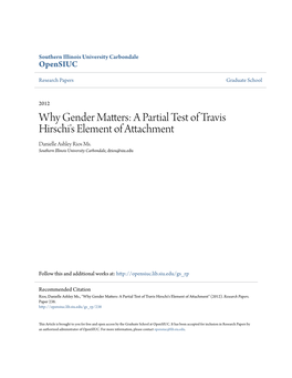 A Partial Test of Travis Hirschi's Element of Attachment Danielle Ashley Rios Ms