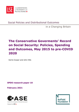 The Conservative Goverments' Record on Social Security: Policies