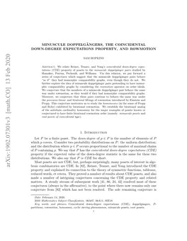 Arxiv:1902.07301V3 [Math.CO] 13 Feb 2020 Which N H Itiuinwhere Distribution the and of Ojcuefo 8]Wihhsntbe Eovd H Oere Sole the Resolved