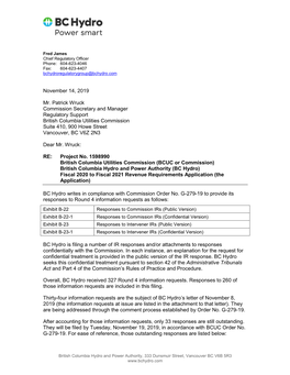 BC Hydro's Response to Intervener Information Requests Round 4