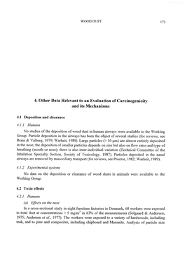 Other Data Relevant to an Evaluation of Carcinogenicity and Its Mechanisms