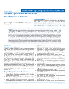 Curcumin: Significance in Treating Diseases