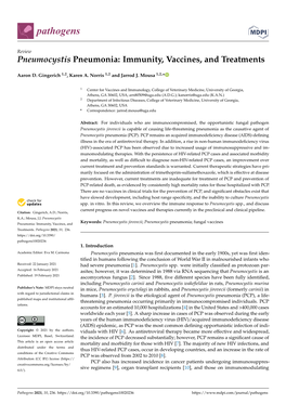 Pneumocystis Pneumonia: Immunity, Vaccines, and Treatments