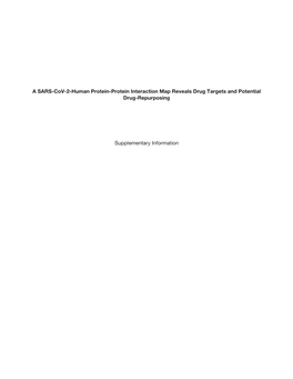 A SARS-Cov-2-Human Protein-Protein Interaction Map Reveals Drug Targets and Potential Drug-Repurposing