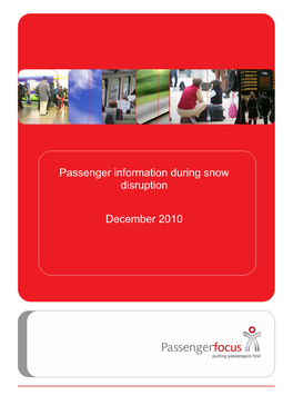 Passenger Information During Snow Disruption December 2010