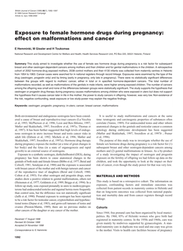 Exposure to Female Hormone Drugs During Pregnancy