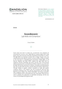 Incandescent: Light Bulbs and Conspiracies1