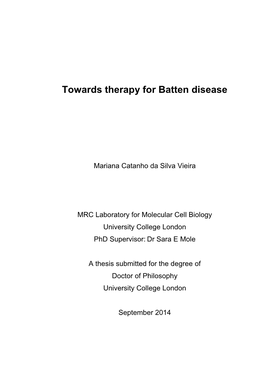 Towards Therapy for Batten Disease