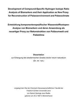 Development of Compound-Specific Hydrogen Isotope Ratio Analysis Of