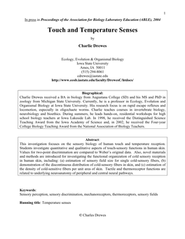 Touch and Temperature Senses