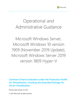 Microsoft Windows Server 2019 Version 1809 Hyper-V