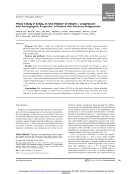 Phase I Study of E7820, an Oral Inhibitor of Integrin A-2 Expression with Antiangiogenic Properties, in Patients with Advanced Malignancies