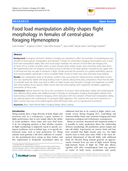 Food Load Manipulation Ability Shapes Flight Morphology in Females Of