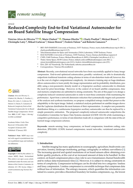 Reduced-Complexity End-To-End Variational Autoencoder for on Board Satellite Image Compression