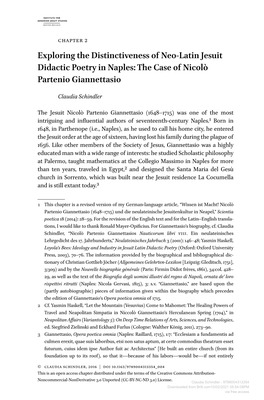 Exploring the Distinctiveness of Neo-Latin Jesuit Didactic Poetry in Naples: the Case of Nicolò Partenio Giannettasio