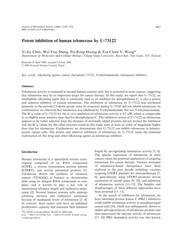 Potent Inhibition of Human Telomerase by U-73122